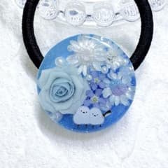 ④-⑤レジンヘアゴム。人気作家さんの樹脂粘土薔薇。スターフラワー