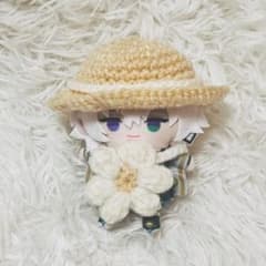 麦わら帽子×お花ポシェット/ぱぺ服ぬい服/ニット編み物ハンドメイド