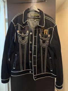 アメリカ限定 true religion デニムジャケット レザーパッチ付 - メルカリ