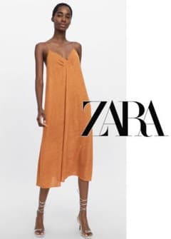 ZARA ザラ　新品タグ付き　リネン地　ストラップワンピース　Mのサムネイル