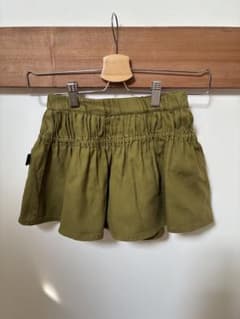 キッズスカート 100cm カーキ ギャザーのサムネイル