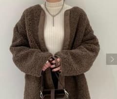 アイボリー リブ編み ハイネックセーターのサムネイル