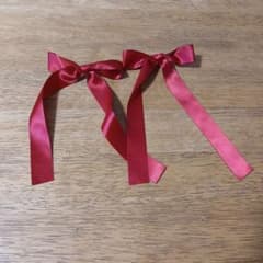 リボン ヘアクリップ レッド 2個セット