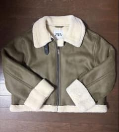 ZARA ムートンコート カーキ ボア襟　フライトジャケット ブラウンのサムネイル