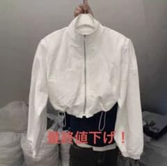 SHEIN ホワイト ショート丈 ジップアップ ブルゾン
