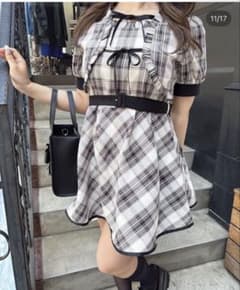 evelyn チェック柄 ミニワンピース 半袖のサムネイル