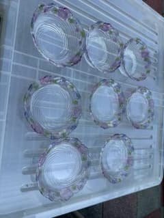 花柄 ガラスボウル 3＋5点セット デザート皿 - メルカリ
