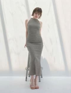 ANDMARY Daisy gingham long dress beige