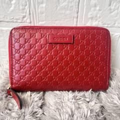 極美品✨GUCCI マイクロシマ マキシサイズ 財布 ラウンドジップ レッド
