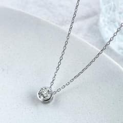 【S925】 ネックレス　ラウンドネックレス　ジルコン　低金属アレルギーのサムネイル