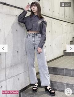 ケミカルウォッシュ ストレートデニムパンツ