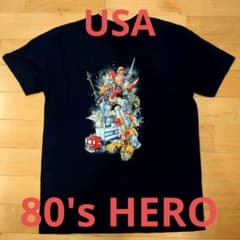 【激レア 美品】80年代アメリカンヒーローアニメ キャラクター大集合Tシャツのサムネイル