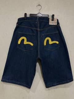エヴィス EVISU 2001 イエローカモメペイントハーフショートデニム36