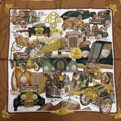 8*蓮様 エルメス スカーフ カレ90 クラシックカー柄 大判スカーフ