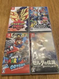 ニンテンドーSwitchソフト4点セット（スマブラ、ポケモン、ゼルダ、マリオ）のサムネイル