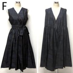 着物リメイク 大島紬花柄カシュクールワンピース ロング 2WAY ギャザー