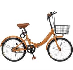 折りたたみ自転車 20インチ オレンジ カゴ付き - メルカリ
