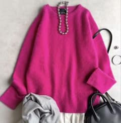 美品△ATON // カシミヤ100% ファーニットプルオーバーサイズ2 ピンク