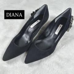 極美品 ダイアナ パンプス ブラック 24 スエード ポインテッドトゥ