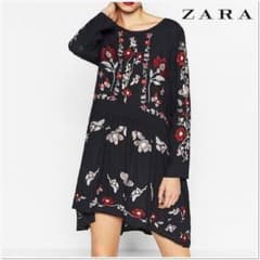 ZARA  刺繍入り 花柄ワンピース ドレスのサムネイル