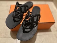 極美品】 付属品完備！エルメス サンダル エジェリ ブラック 37 - メルカリ