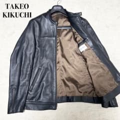 美品✨タケオキクチ ラムレザー ライダースジャケット バイカラー ブラック 羊革 美品 タケオキクチ シングルライダースジャケット ラムレザー 羊革 XL