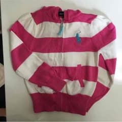 RalphLauren綿ニット ビッグポニーボーダーパーカー  110のサムネイル