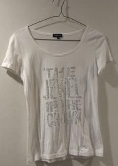 INDIVI　38　スパンコールロゴ半袖白Tシャツのサムネイル