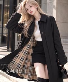 BURBERRY バーバリー ノバチェック ベルト付き コート 40 ブラック