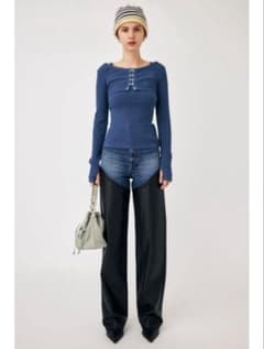 MOUSSY F／LEATHER COMBI STRAIGHT レザーデニム 新品・未使用】タグ付moussy F/LEATHER COMBI レザーデニム - メルカリ