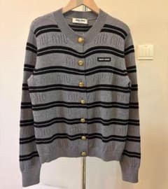 MIU MIU ストライプニットカーディガン - メルカリ