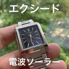 シチズンエクシード　レア電波ソーラー　スクエアケース　ブラックダイヤル シチズンエクシード レア電波ソーラー スクエアケース ブラック