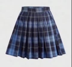 ブルー系 チェック柄 プリーツミニスカートのサムネイル