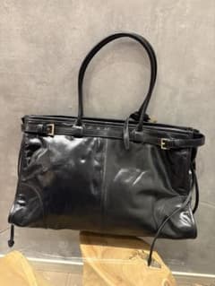 未使用 本革 レザー トートバッグ ブラック 高見え ゴールド金具 | Mercari
