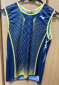 【MIZUNO】ミズノ タンクトップ　ネイビー×イエロー Mのサムネイル