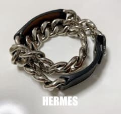 こし様HERMESエルメス 2連シルバーバングルブレスレットシルバーブレス