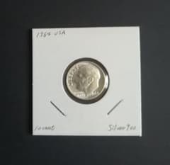 アメリカ　ルーズベルト　10セント銀貨　　1964のサムネイル