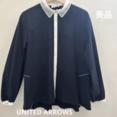 UNITED ARROWS バック ラッフルフリル ブラウス ネイビー - メルカリ