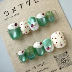 Round Berry Short 04347 [Nail Tips] Retro Cafe Cream Soda