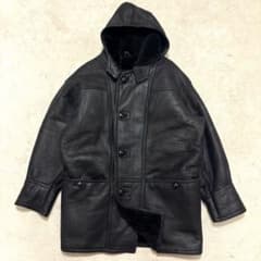 最高級⭐️ ムートンコート 羊革 フード付き くるみボタン XLサイズ