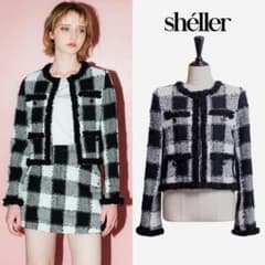 sheller シェリエ ギンガムツイードジャケット 4周年記念 - メルカリ