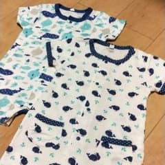 西松屋　ロンパース　80サイズ　2着　男の子　半袖　くじら　さかなのサムネイル