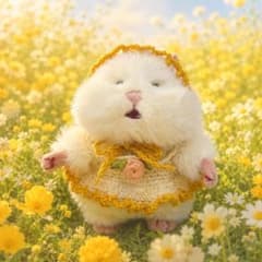 ハンドメイド ぬい服 はむにぎり 着せ替え ボンネットのサムネイル