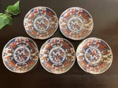 有田焼 金彩 古伊万里 銘々皿 小皿 輪花皿 5枚《未使用品》 窓絵 染付