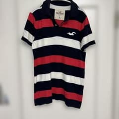 Hollister ポロシャツ ボーダー ネイビー レッド Mのサムネイル