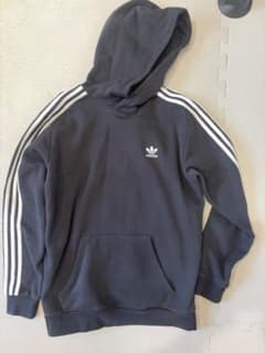 【美品】adidas originals ブラックパーカー3本ラインのサムネイル