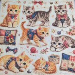 ⑩ 未使用 可愛い猫ちゃんパネル生地3枚 - メルカリ