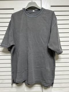 GU ワッフル クルーネック ボクシーTシャツ グレー Sサイズのサムネイル
