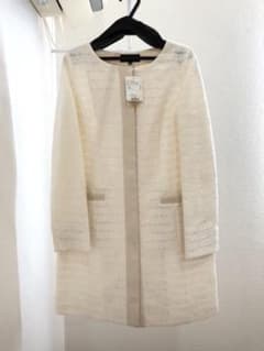 【新品未使用】UNTITLED アンタイトル　ノーカラー　ロングコート 白のサムネイル