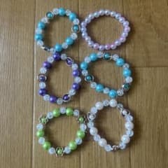 カラフルビーズブレスレット6個セットのサムネイル